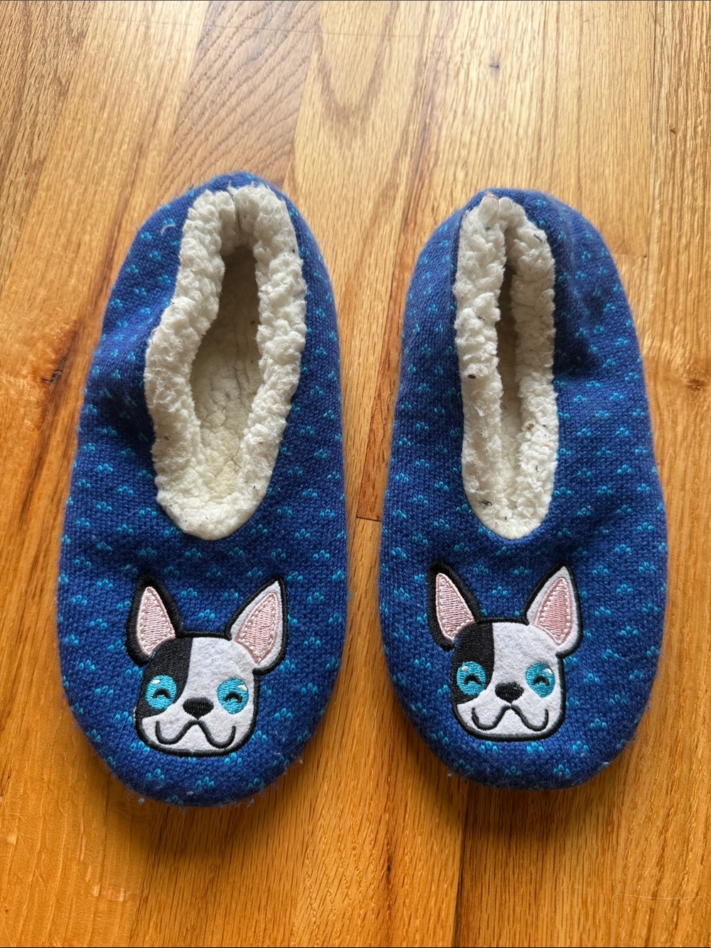 Cozy Blue Dog Face Slipper Socks
